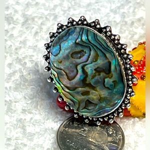 Large bold abalone shell -mother of pearl ring